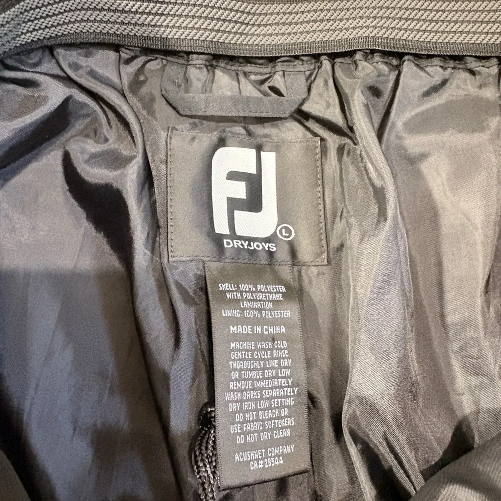 DryJoys by Foot Joy Men's LG Rain Suit Jacket & Pants Set Black Golf Wind